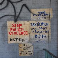  Wall paintings saying &#039;stop police violence&#039;