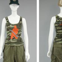 Mannequin wearing a camouflage tank top