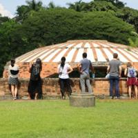 Students looking at architecture