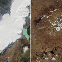 Composite image from NASA showing the glacier disappearing