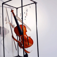 Violin in a three-dimensional frame