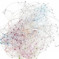  social network graphic of lines and dots