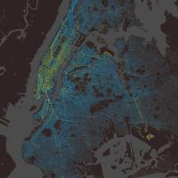 Data map of Manhattan showing traffic patterns
