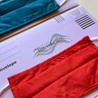 Mail in ballot envelop and face masks