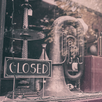 Closed sign in store window