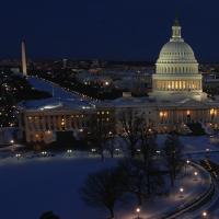 Historic buildings lit up at night