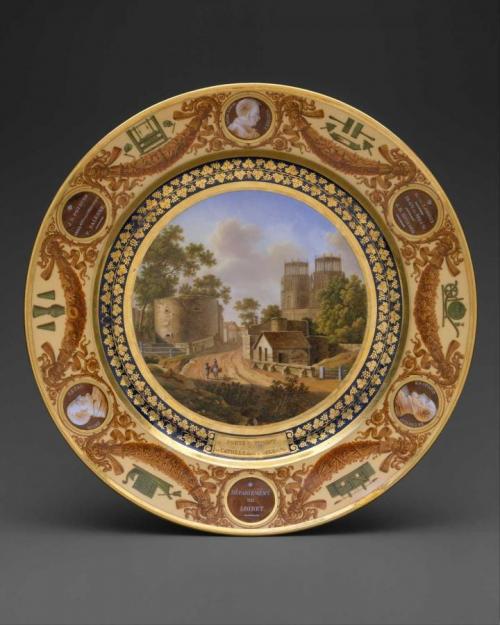 Porcelain plate painted with a landscape
