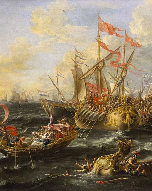 		painting depicting a sea battle
	