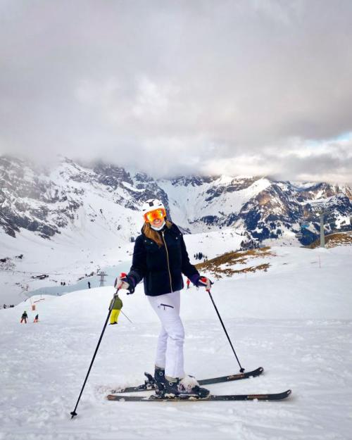 woman on skis in winter