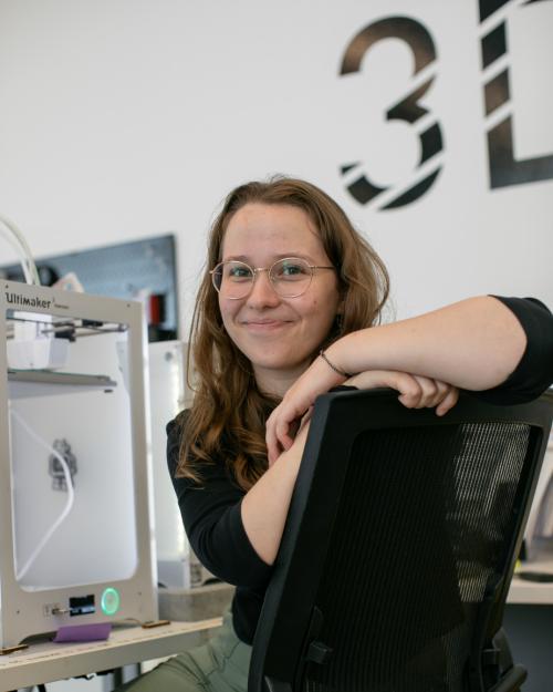 woman with 3D printer