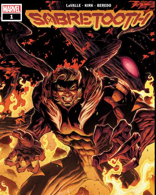 Comic book cover featuring a demon-like character surrounded by flames