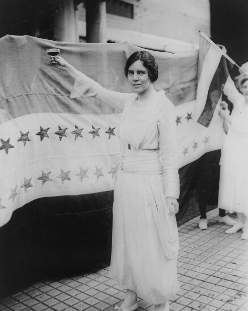 Alice Paul toasting (with grape juice) the passage of the Nineteenth Amendment, August 26, 1920