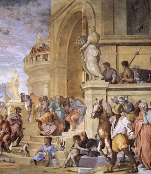  Julius caesar holding court, from a painting by Andrea del Sarto - Triumph of Caesar