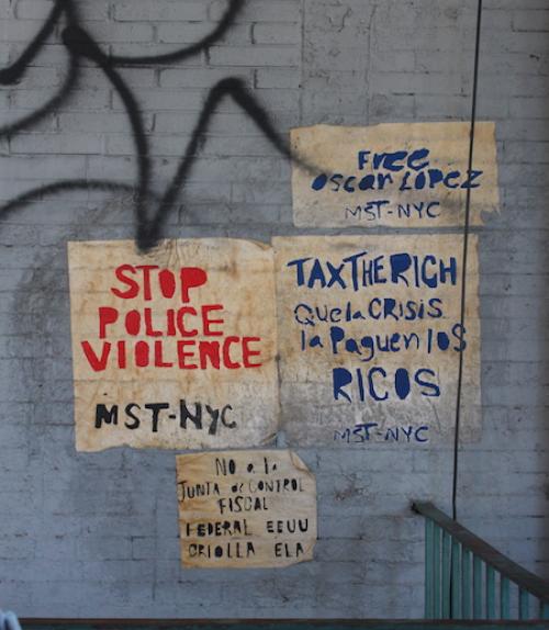 Wall paintings saying &#039;stop police violence&#039;