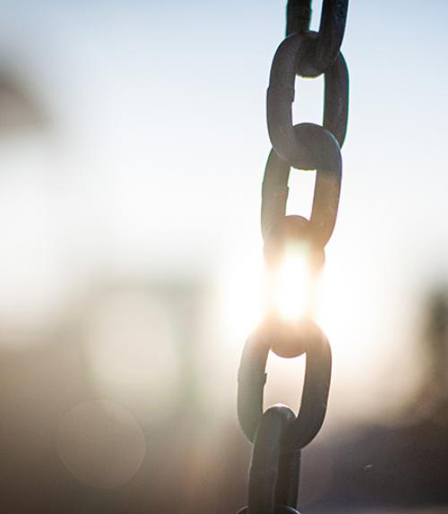  Chain backlit by sunrise