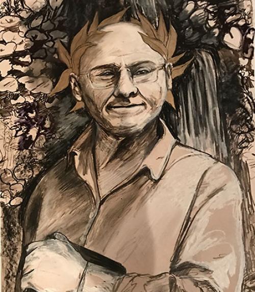  Frontispiece portrait, image of man with laurel leaves around his head