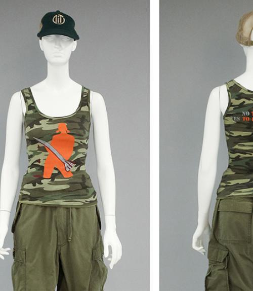  Mannequin wearing a camouflage tank top 
