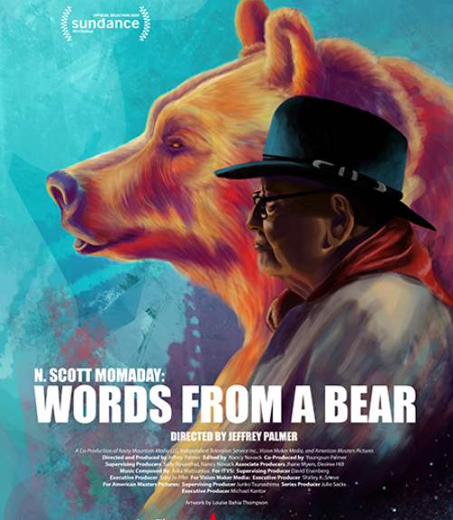  Film poster of a man and a bear facing forward side by side