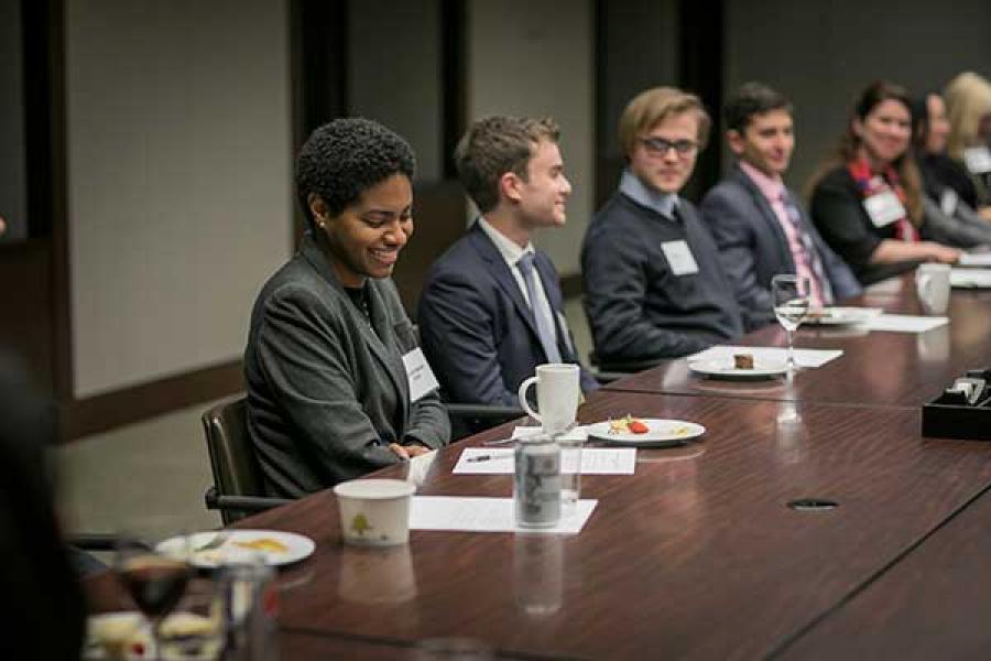 Cornell students at a networking event