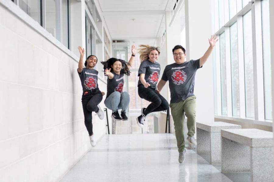 Student ambassadors jumping for joy