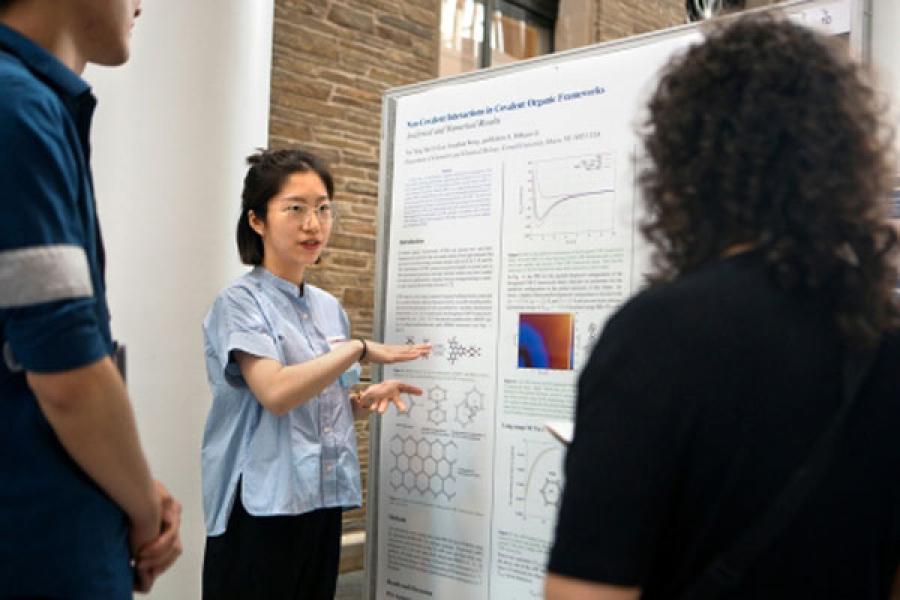 Yan Yang, a graduate student in the field of chemistry and chemical biology, explains her research on “Non-Covalent Interactions in Covalent Organic Frameworks.”