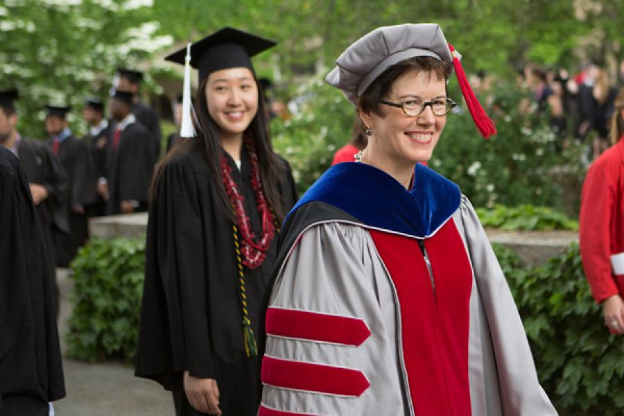 Dean Ritter leads students during graduation processions.