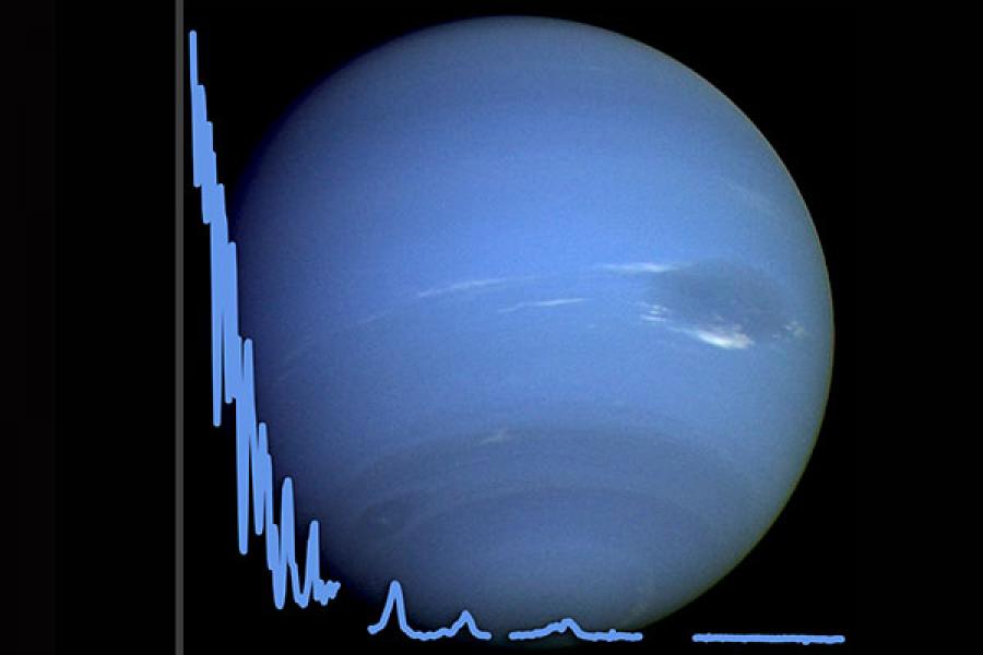 Neptune with the albedo plotted over it