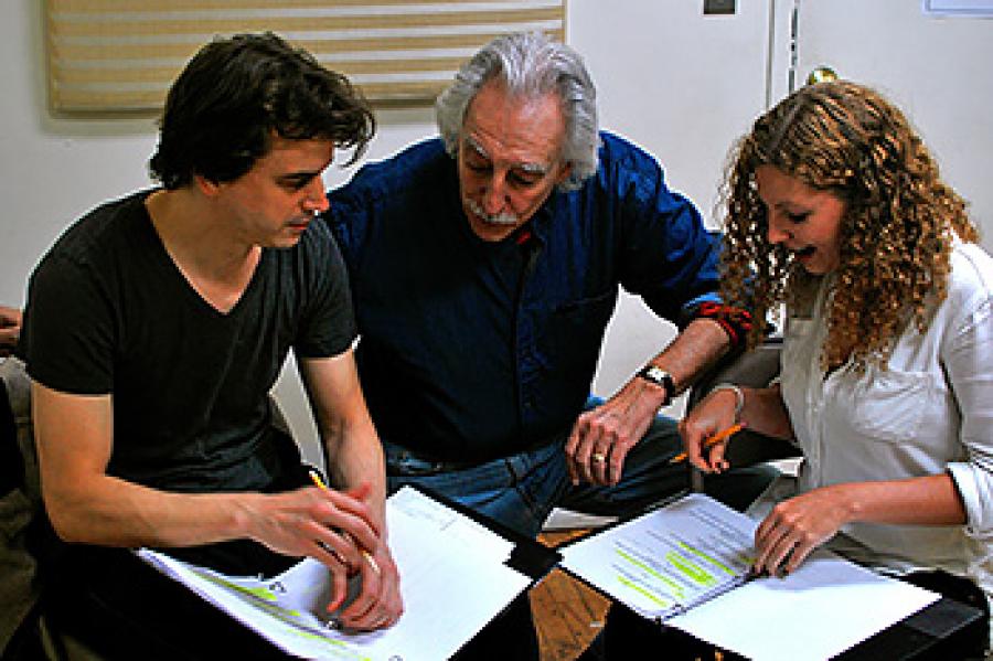 Ben Williams, Bruce Levitt and Ariel Reid during rehearsal