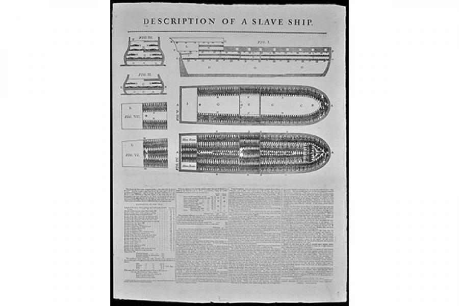 Schematic of the slave ship and explanatory text below