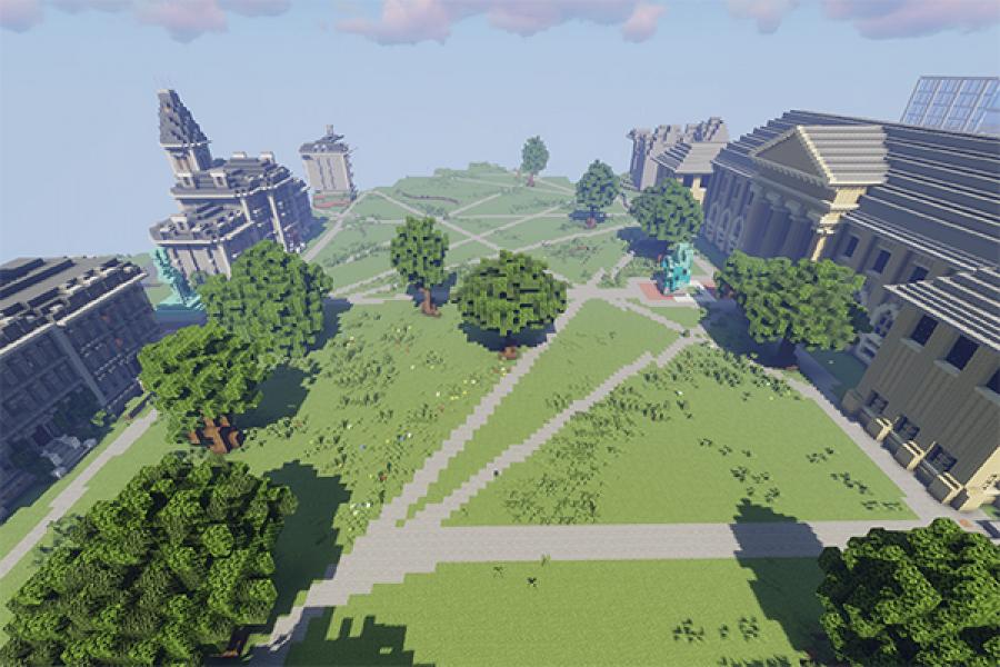 The Arts Quad recreated in Minecraft