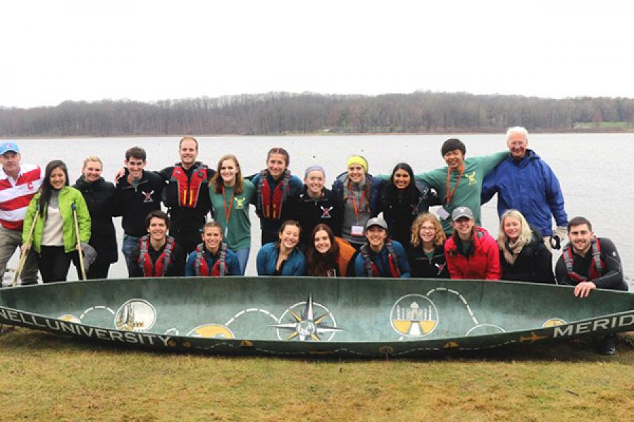 Team with a canoe