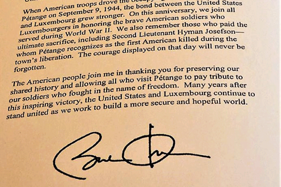 Letter signed by President Barack Obama