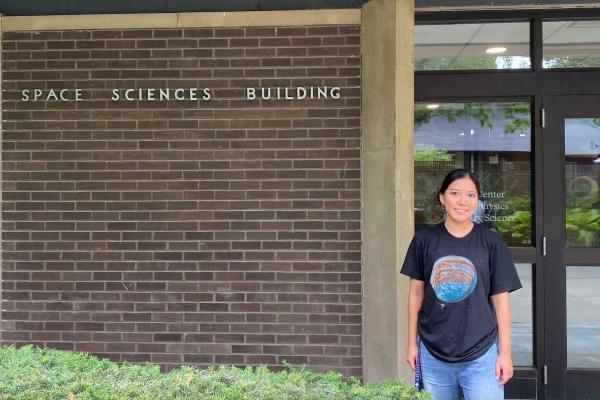 woman outside Space Sciences building