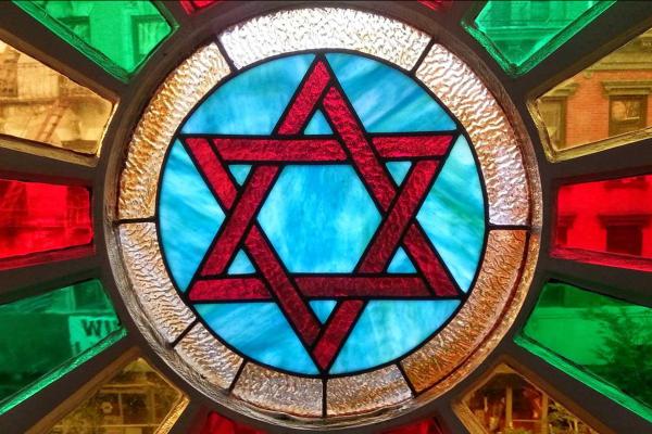 star of David in stained glass window