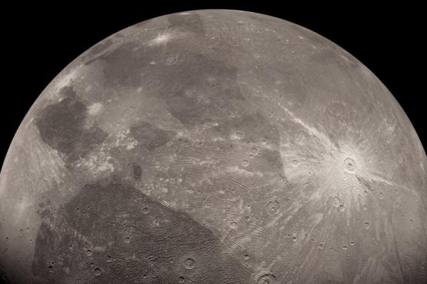 Grey sphere backed by the darkness of space