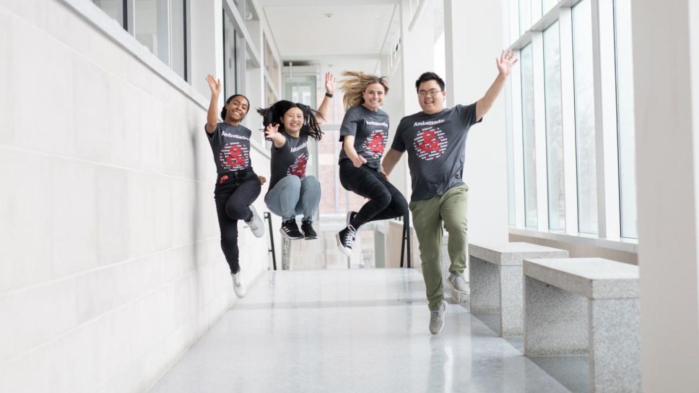 Student ambassadors jumping for joy