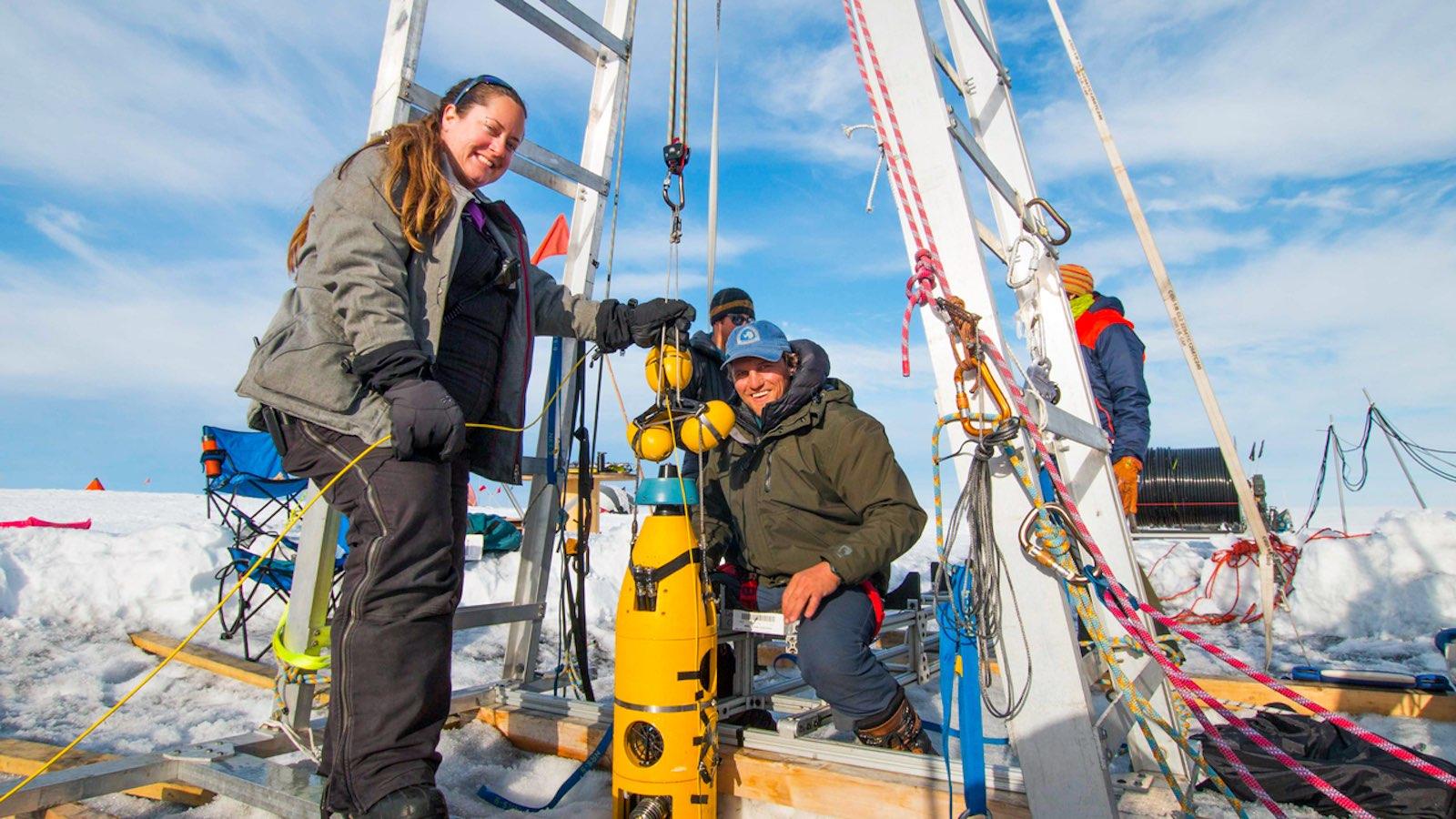 Britney Schmidt lowering robotic oceanographer