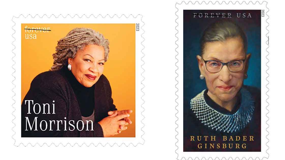 Postage stamps with Toni Morrison and Ruth Bader Ginsburg