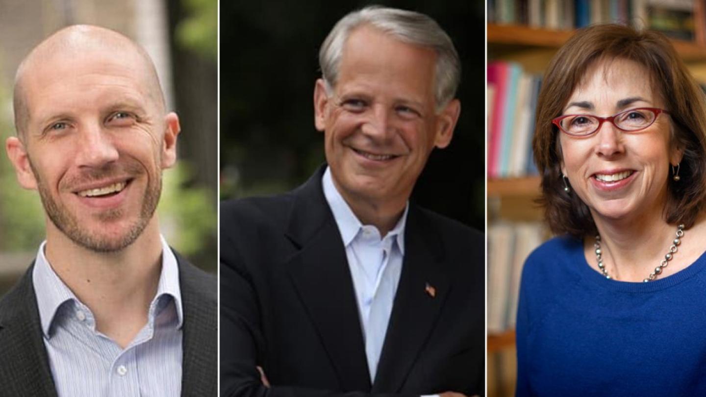Headshots of three people