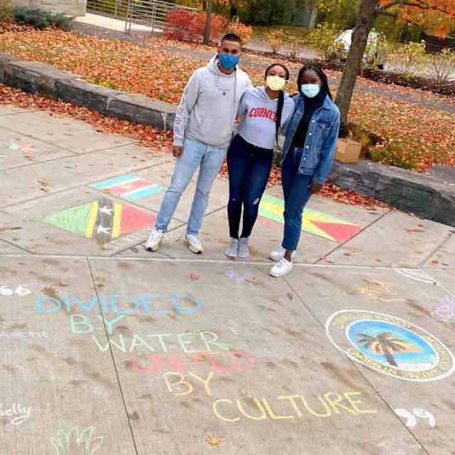 students on sidewalk