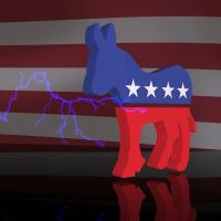 graphic of political mascots elephant and donkey