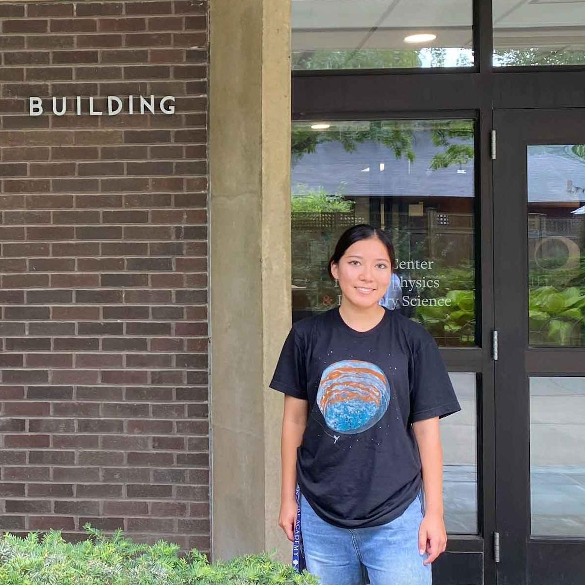 woman outside Space Sciences building