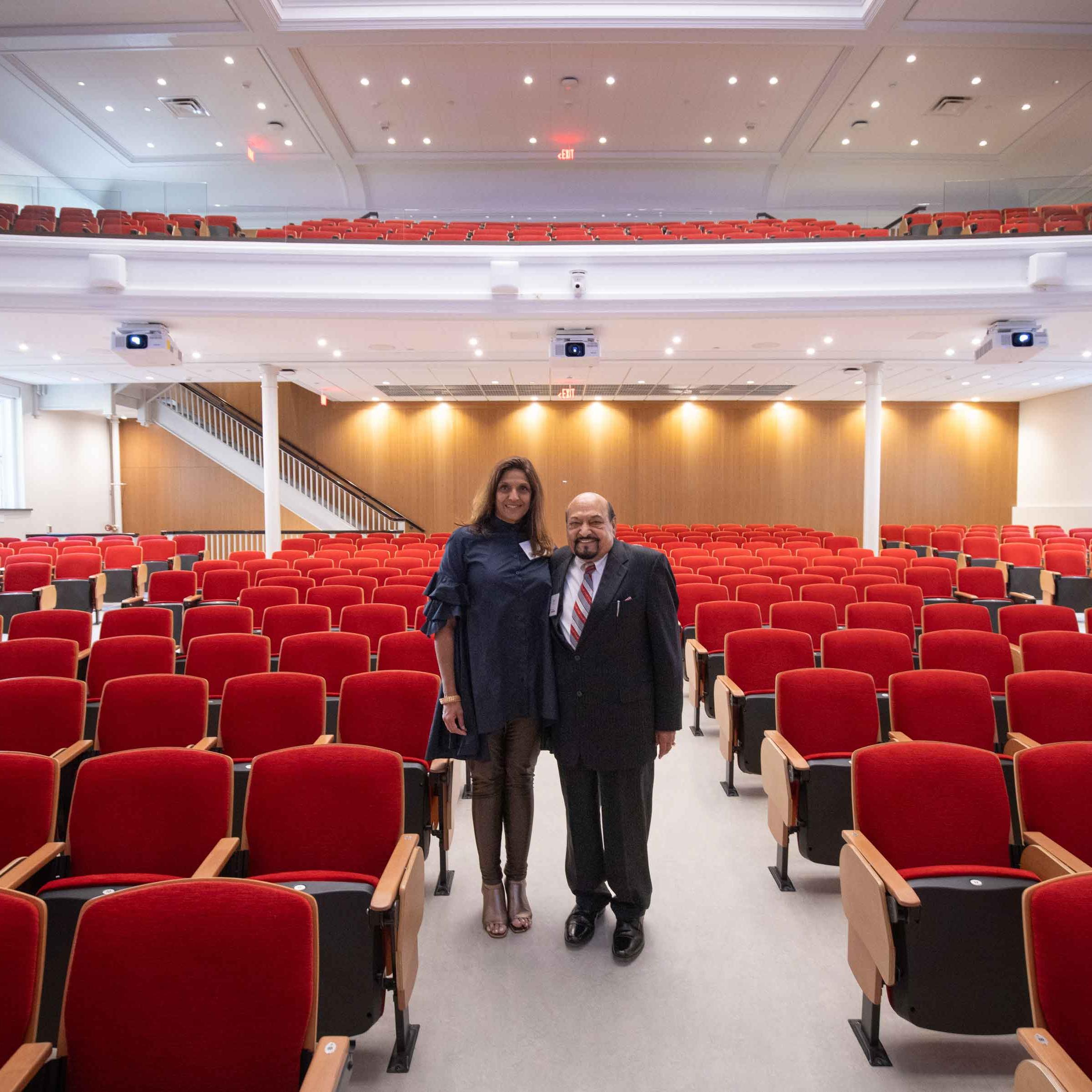 two people in auditorium