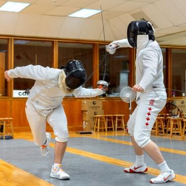 		Two people, fencing
	