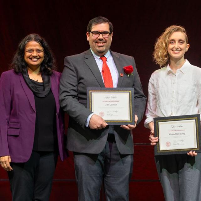 		Five people hold awards
	