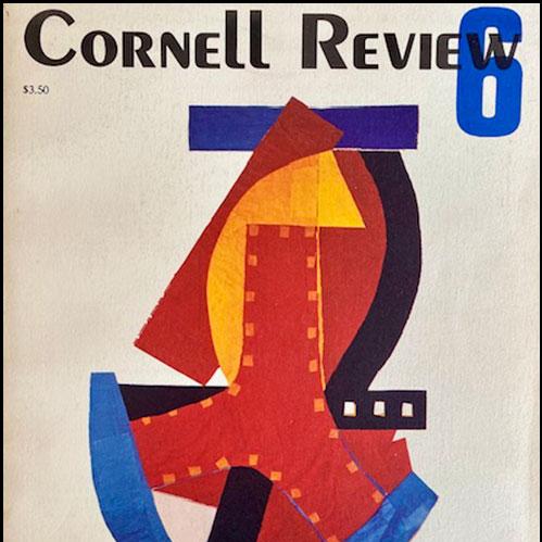 Magazine cover, "Cornell Review," bearing an abstract design in red, blue and yellow