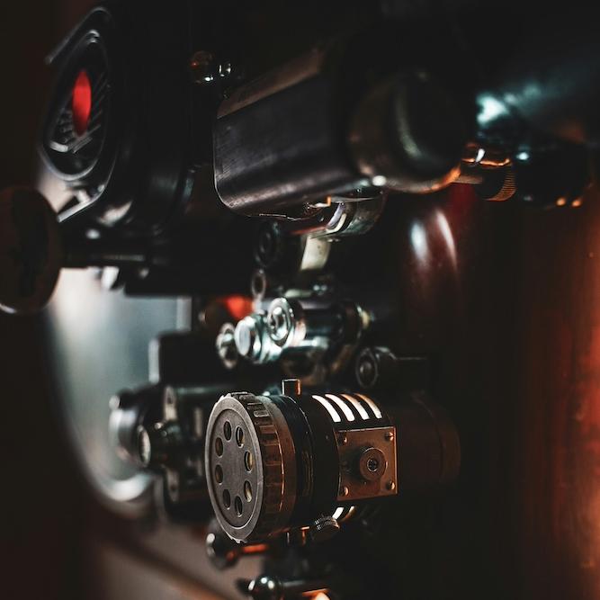 Close up of a film camera