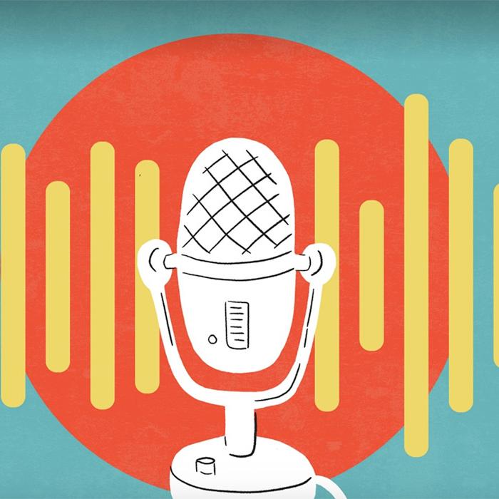 		Illustration of a free-standing microphone surrounded by yellow lines and a red circle
	