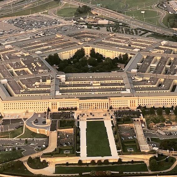 Seen from the air: Pentagon-shaped building
