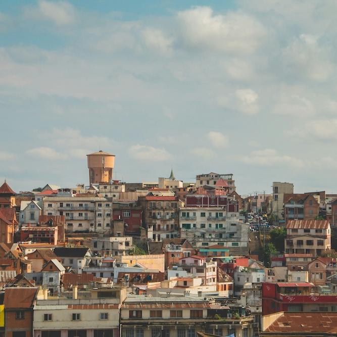 City under a sky with clouds